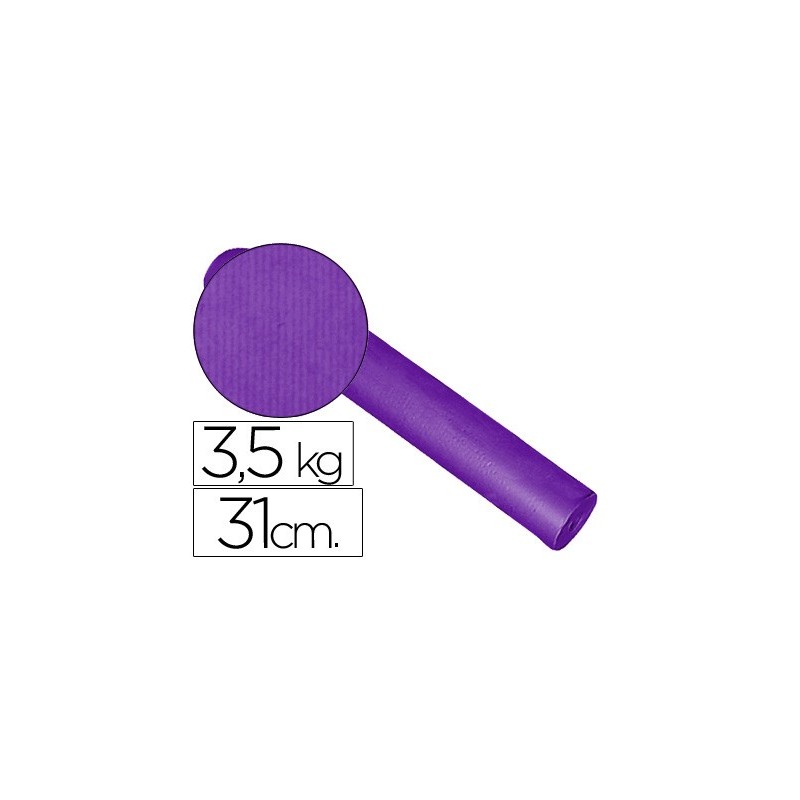 Papel de regalo kraft liso bobina ancho 31 cm peso 3,5 kg gramaje 60 gr color lila