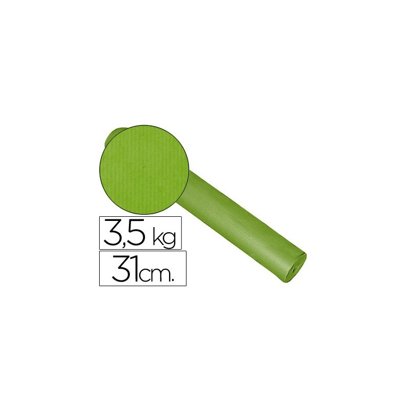 Papel de regalo kraft liso bobina ancho 31 cm peso 3,5 kg gramaje 60 gr color pistacho