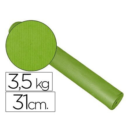 Papel de regalo kraft liso bobina ancho 31 cm peso 3,5 kg gramaje 60 gr color pistacho