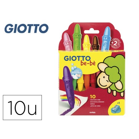 Lapices cera giotto super bebe caja de 10 colores surtidos  sacapuntas
