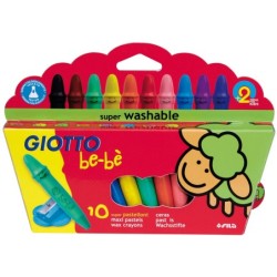 Lapices cera giotto super bebe caja de 10 colores surtidos  sacapuntas