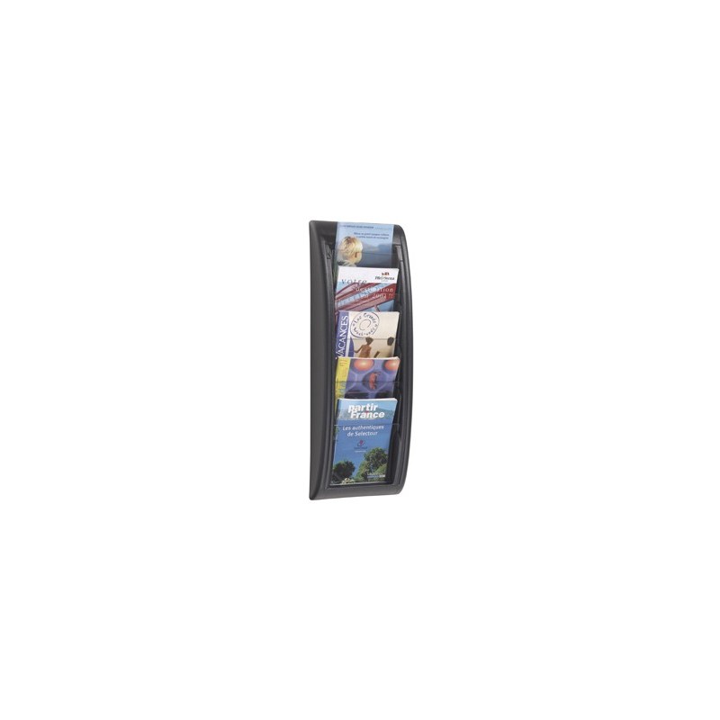 Expositor mural paperflow din a5 negro 5 casillas 650x228x95 mm