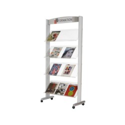 Expositor paperflow de suelo metalico baldas transparentes 4 estantes
