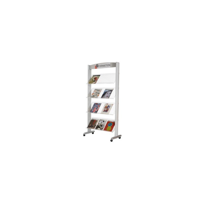 Expositor paperflow de suelo metalico baldas transparentes 4 estantes