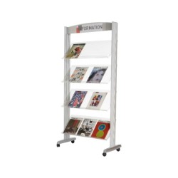 Expositor paperflow de suelo metalico baldas transparentes 4 estantes