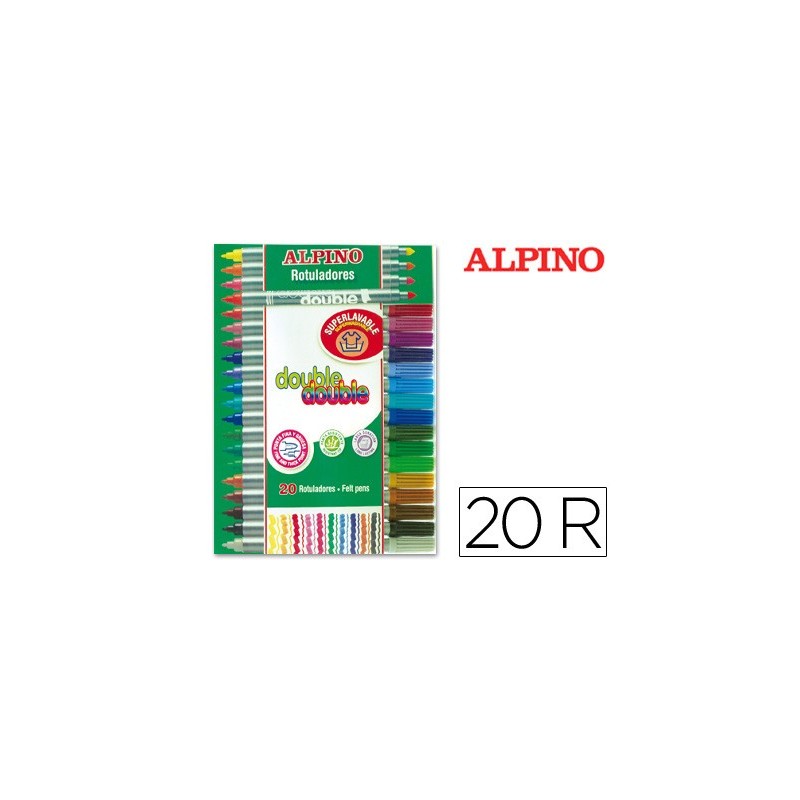 Rotulador alpino double double punta gruesa y punta fina caja de 204 colores surtidos