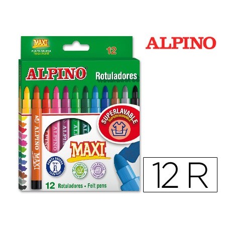 Rotulador alpino maxi caja de 12 colores surtidos