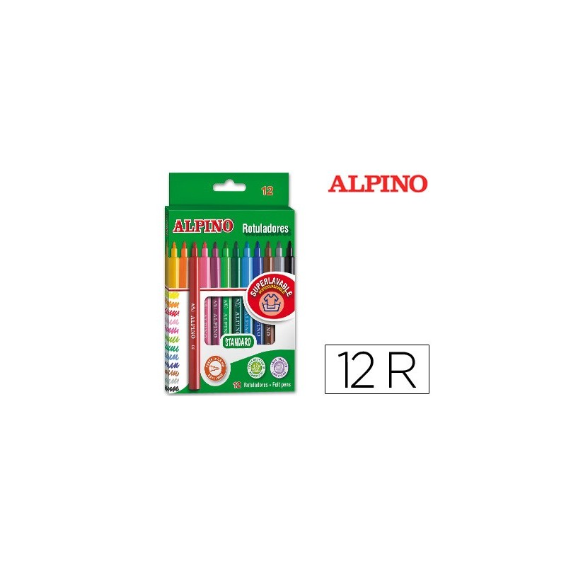 Rotulador alpino standard caja de 12 colores surtidos