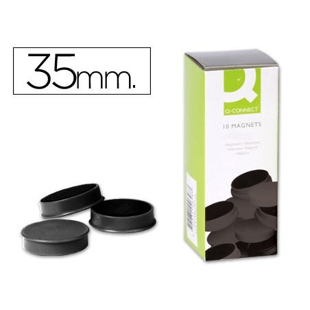 Iman para sujecion q-connect ideal para pizarras magneticas35 mm negro caja de 10 unidades