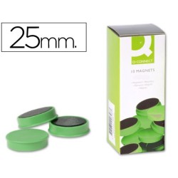Iman para sujecion q-connect ideal para pizarras magneticas25 mm verde caja de 10 unidades