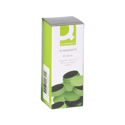 Iman para sujecion q-connect ideal para pizarras magneticas20 mm verde caja de 10 unidades