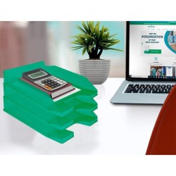 Bandeja sobremesa plastico q-connect verde transparente 240x70x340 mm