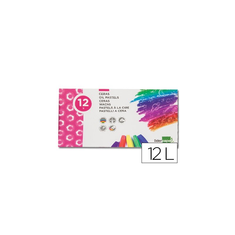 Lapices cera blanda liderpapel caja de 12 unidades colores surtidos