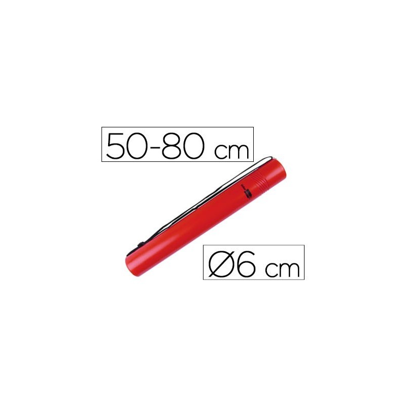Portaplanos plastico liderpapel diametro 6 cm extensible hasta 80 rojo