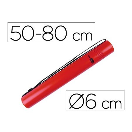 Portaplanos plastico liderpapel diametro 6 cm extensible hasta 80 rojo