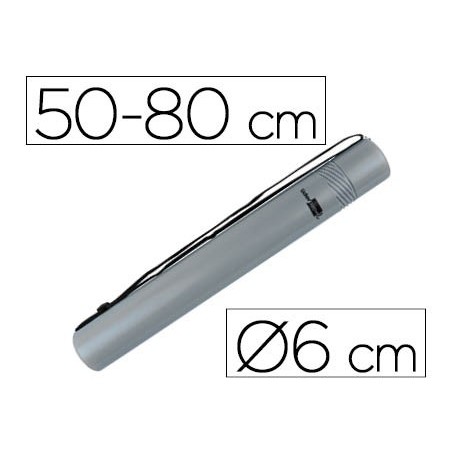 Portaplanos plastico liderpapel diametro 6 cm extensible hasta 80 gris