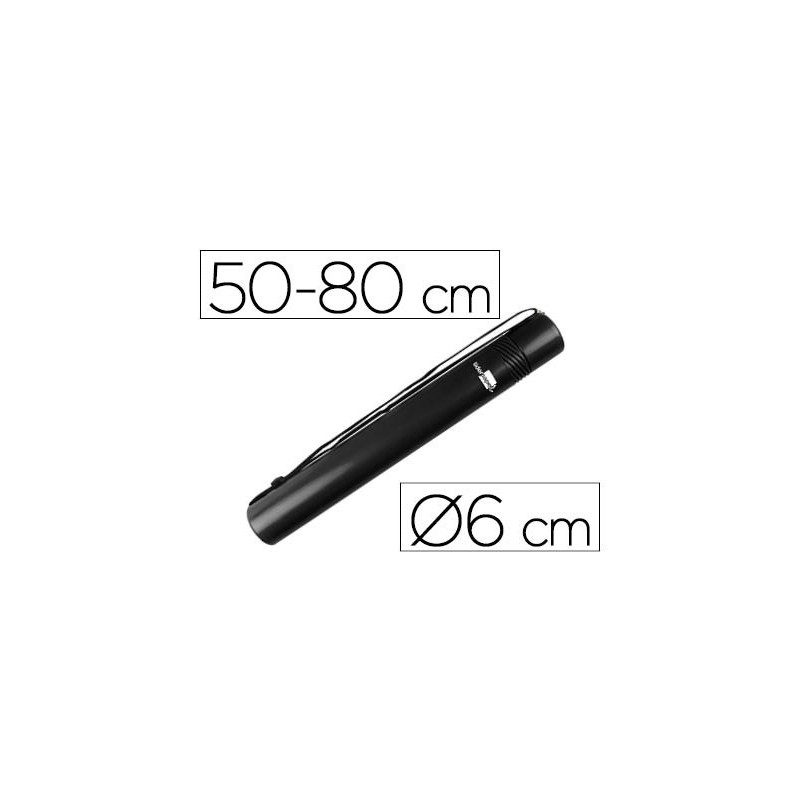 Portaplanos plastico liderpapel diametro 6 cm extensible hasta 80 negro