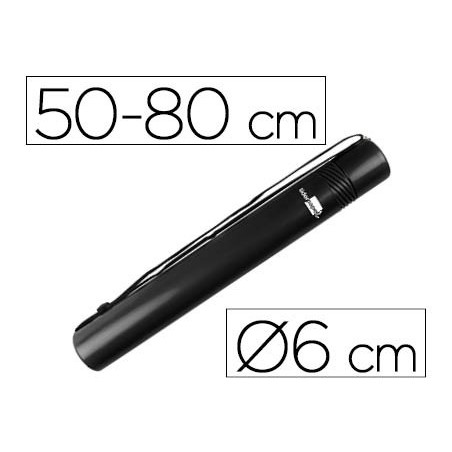 Portaplanos plastico liderpapel diametro 6 cm extensible hasta 80 negro