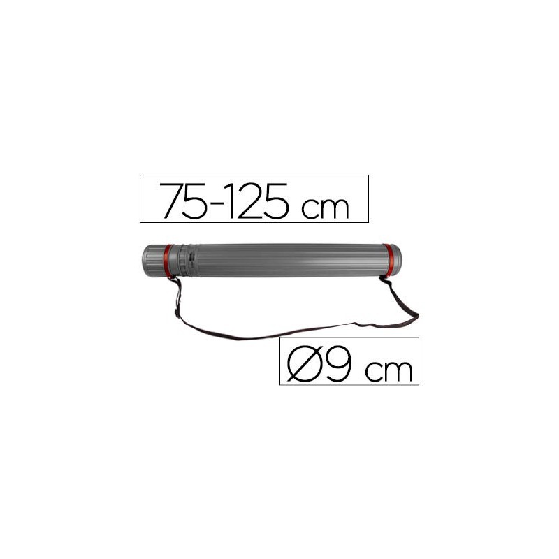 Portaplanos plastico liderpapel diametro 9 cm extensible hasta 125 cm gris