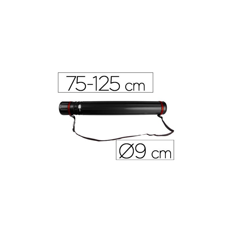 Portaplanos plastico liderpapel diametro 9 cm extensible hasta 125 cm negro