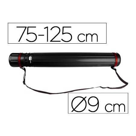 Portaplanos plastico liderpapel diametro 9 cm extensible hasta 125 cm negro