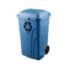 Papelera contenedor q-connect plastico con tapadera 240l color azul 1040x620x610 mm con ruedas