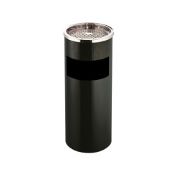 Cenicero papelera metalico q-connect con recogecolillas negro 61,5x25 cm