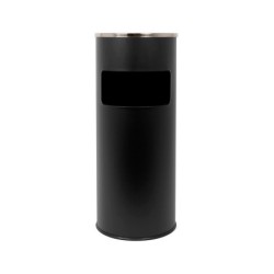 Cenicero papelera metalico q-connect con recogecolillas negro 61,5x25 cm