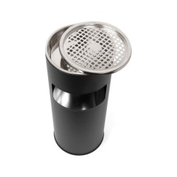 Cenicero papelera metalico q-connect con recogecolillas negro 61,5x25 cm