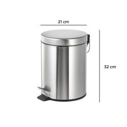 Papelera metalica q-connect con pedal cromada 32x21 cm capacidad 6 litros