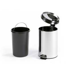 Papelera metalica q-connect con pedal cromada 32x21 cm capacidad 6 litros