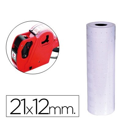 Etiquetas q-connect blanca 21x12 mm lisa rollo 1000 etiquetas para etiquetadora connect kf00712