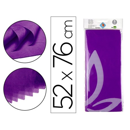Papel seda liderpapel 52x76cm 18g/m2 bolsa de 5 hojas violeta