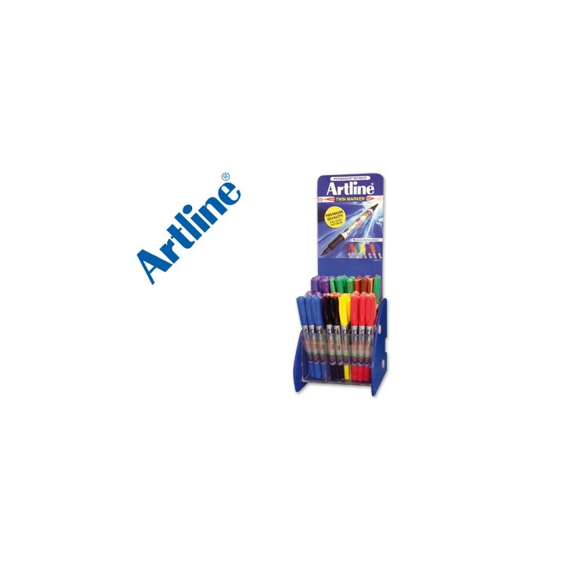Rotulador artline marcador permanente ek-041t doble punta 0,4 y 1 mm expositor de 72 unidades colores surtidos