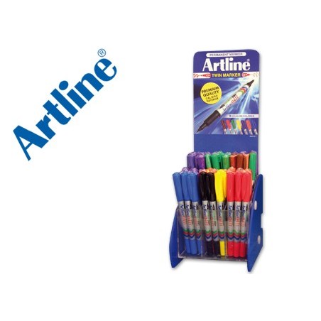 Rotulador artline marcador permanente ek-041t doble punta 0,4 y 1 mm expositor de 72 unidades colores surtidos