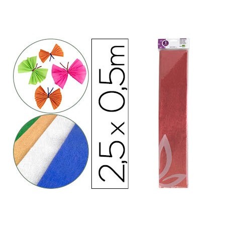 Papel crespon liderpapel 50 cm x 2.5m metalizado rojo