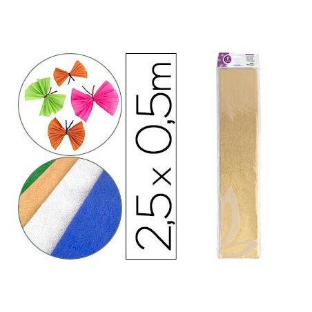 Papel crespon liderpapel 50 cm x 2.5m metalizado oro