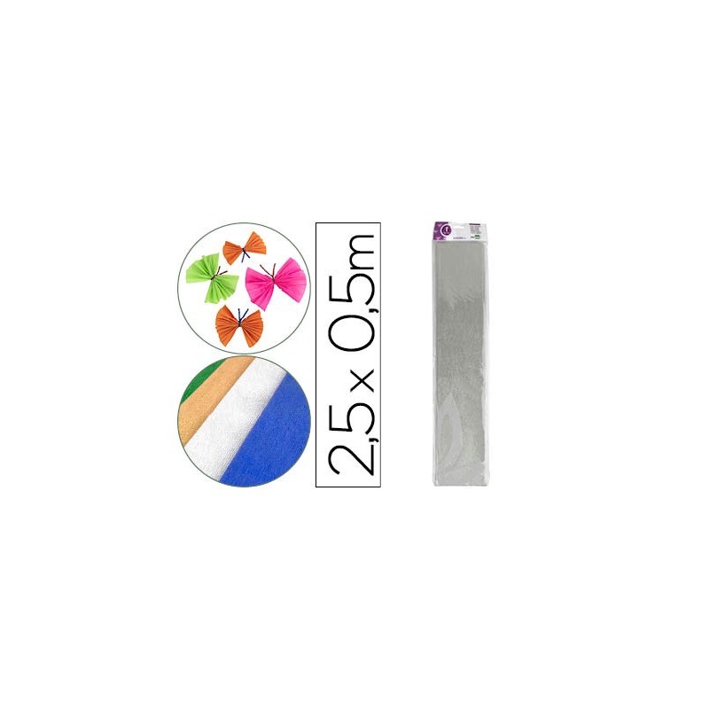 Papel crespon liderpapel 50 cm x 2.5m metalizado plata Papel crespon liderpapel 50 cm x 2.5m metalizado plata