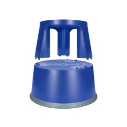Taburete q-connect ruedas retractiles tres ruedas dos niveles color azul