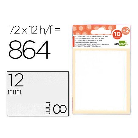 Etiquetas liderpapel sobre de 10 h.  2 h. obsequio 8x12 mm -72 unidades por hoja