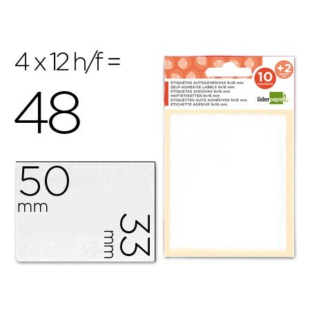 Etiquetas liderpapel sobre de 10 h.  2 h. obsequio 33x50 mm -4 unidades por hoja