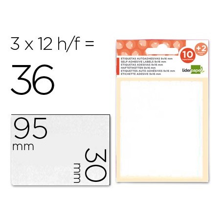 Etiquetas liderpapel sobre de 10 h.  2 h. obsequio 30x95 mm 2 unidades por hoja