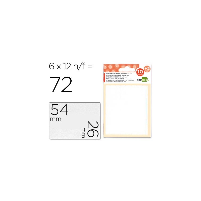 Etiquetas liderpapel sobre de 10 h.  2 h. obsequio 26x54 mm -6 unidades por hoja