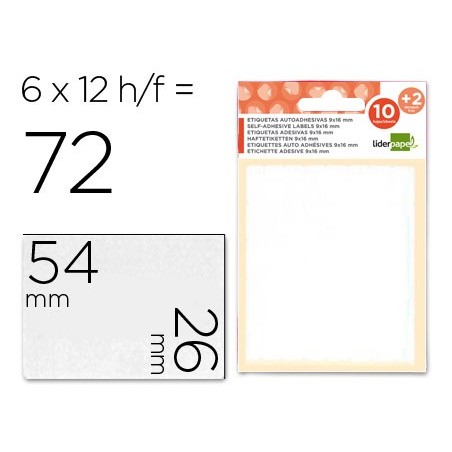 Etiquetas liderpapel sobre de 10 h.  2 h. obsequio 26x54 mm -6 unidades por hoja