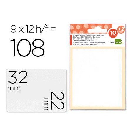 Etiquetas liderpapel sobre de 10 h.  2 h. obsequio 22x32 mm -9 unidades por hoja
