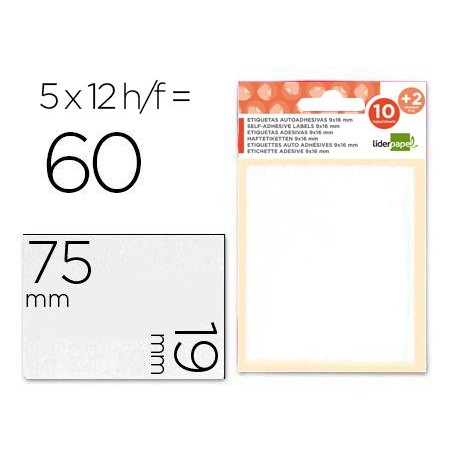Etiquetas liderpapel sobre de 10 h.  2 h. obsequio 19x75 mm -5 unidades por hoja
