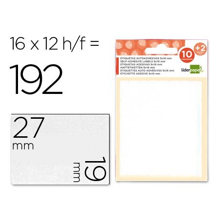 Etiquetas liderpapel sobre de 10 h.  2 h. obsequio 19x27 mm -16 unidades por hoja