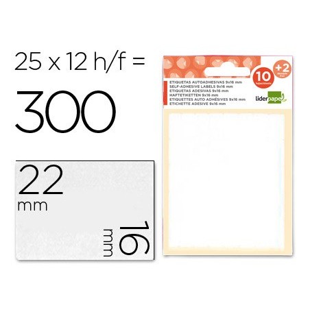 Etiquetas liderpapel sobre de 10 h.  2 h. obsequio 16x22 mm -25 unidades por hoja