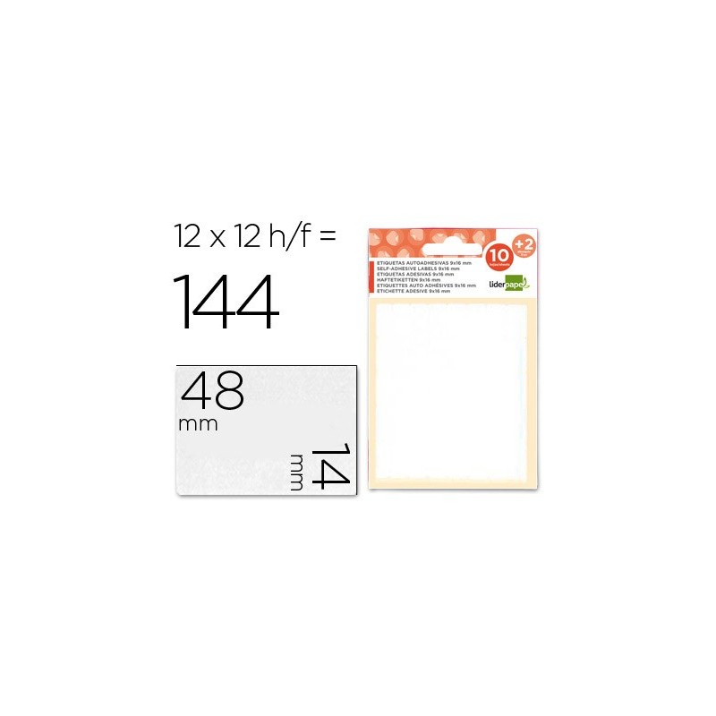 Etiquetas liderpapel sobre de 10 h.  2 h. obsequio 14x48 mm -10 unidades por hoja