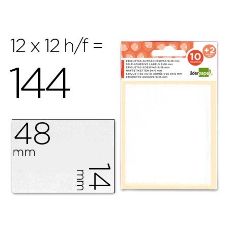 Etiquetas liderpapel sobre de 10 h.  2 h. obsequio 14x48 mm -10 unidades por hoja
